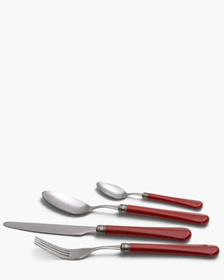 Rivadossi Sandro | Giulietta Antico stone-washed stainless steel cutlery set with PBT handle and antique finish ring Red 01 Set 24 - Buy now on ShopDecor - Discover the best products by RIVADOSSI SANDRO design