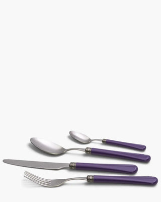 Rivadossi Sandro | Giulietta Antico stone-washed stainless steel cutlery set with PBT handle and antique finish ring Violet 17 Set 24 - Buy now on ShopDecor - Discover the best products by RIVADOSSI SANDRO design