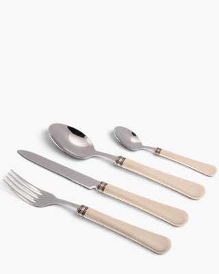 Rivadossi Sandro | Giulietta polished stainless steel cutlery set with PBT handle and antique finish ring Beige 02 Set 24 - Buy now on ShopDecor - Discover the best products by RIVADOSSI SANDRO design