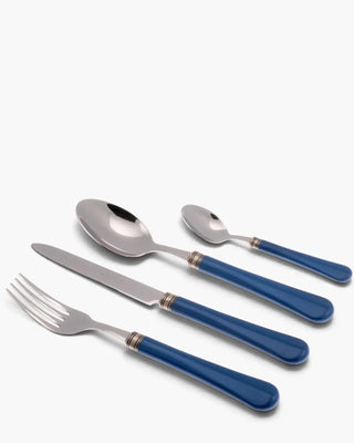 Rivadossi Sandro | Giulietta polished stainless steel cutlery set with PBT handle and antique finish ring Blue 05 Set 24 - Buy now on ShopDecor - Discover the best products by RIVADOSSI SANDRO design