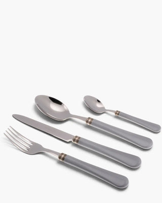 Rivadossi Sandro | Giulietta polished stainless steel cutlery set with PBT handle and antique finish ring Light Grey 10 Set 24 - Buy now on ShopDecor - Discover the best products by RIVADOSSI SANDRO design
