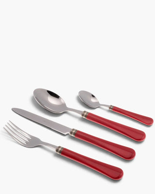 Rivadossi Sandro | Giulietta polished stainless steel cutlery set with PBT handle and antique finish ring Red 01 Set 24 - Buy now on ShopDecor - Discover the best products by RIVADOSSI SANDRO design