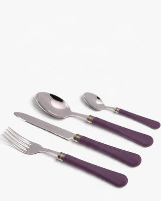 Rivadossi Sandro | Giulietta polished stainless steel cutlery set with PBT handle and antique finish ring Violet 17 Set 24 - Buy now on ShopDecor - Discover the best products by RIVADOSSI SANDRO design