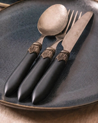 Rivadossi Sandro | Laura Antico stone-washed stainless steel cutlery set with PMMA handle and antique finish ring - Buy now on ShopDecor - Discover the best products by RIVADOSSI SANDRO design