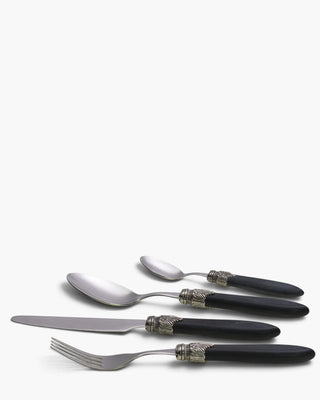 Rivadossi Sandro | Laura Antico stone-washed stainless steel cutlery set with PMMA handle and antique finish ring Black 31 Set 24 - Buy now on ShopDecor - Discover the best products by RIVADOSSI SANDRO design