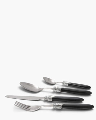 Rivadossi Sandro | Laura Argento polished stainless steel cutlery set with PMMA handle and silver finish ring Black 11 Set 24 - Buy now on ShopDecor - Discover the best products by RIVADOSSI SANDRO design