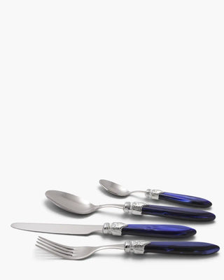 Rivadossi Sandro | Laura Argento polished stainless steel cutlery set with PMMA handle and silver finish ring Blue 05 Set 24 - Buy now on ShopDecor - Discover the best products by RIVADOSSI SANDRO design