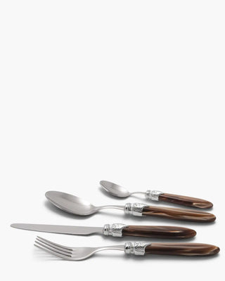 Rivadossi Sandro | Laura Argento polished stainless steel cutlery set with PMMA handle and silver finish ring Brown 18 Set 24 - Buy now on ShopDecor - Discover the best products by RIVADOSSI SANDRO design