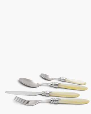 Rivadossi Sandro | Laura Argento polished stainless steel cutlery set with PMMA handle and silver finish ring Ivory 12 Set 24 - Buy now on ShopDecor - Discover the best products by RIVADOSSI SANDRO design