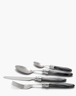 Rivadossi Sandro | Laura Argento polished stainless steel cutlery set with PMMA handle and silver finish ring Light Grey 10 Set 24 - Buy now on ShopDecor - Discover the best products by RIVADOSSI SANDRO design