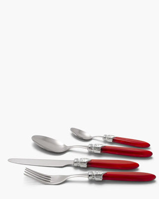 Rivadossi Sandro | Laura Argento polished stainless steel cutlery set with PMMA handle and silver finish ring Red 21 Set 24 - Buy now on ShopDecor - Discover the best products by RIVADOSSI SANDRO design