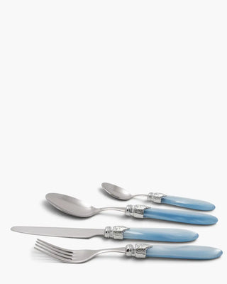 Rivadossi Sandro | Laura Argento polished stainless steel cutlery set with PMMA handle and silver finish ring Turquoise 04 Set 24 - Buy now on ShopDecor - Discover the best products by RIVADOSSI SANDRO design