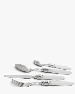 Rivadossi Sandro | Laura Argento polished stainless steel cutlery set with PMMA handle and silver finish ring White 03 Set 24 - Buy now on ShopDecor - Discover the best products by RIVADOSSI SANDRO design