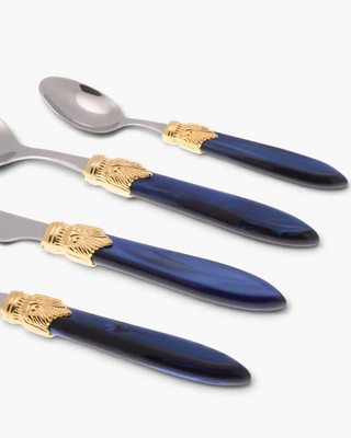 Rivadossi Sandro | Laura Decò polished stainless steel cutlery set with PMMA handle and gold ring - Buy now on ShopDecor - Discover the best products by RIVADOSSI SANDRO design