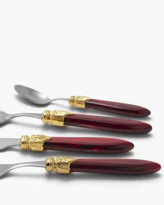 Rivadossi Sandro | Laura Decò polished stainless steel cutlery set with PMMA handle and gold ring - Buy now on ShopDecor - Discover the best products by RIVADOSSI SANDRO design