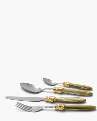 Rivadossi Sandro | Laura Decò polished stainless steel cutlery set with PMMA handle and gold ring Champagne 02 Set 24 - Buy now on ShopDecor - Discover the best products by RIVADOSSI SANDRO design