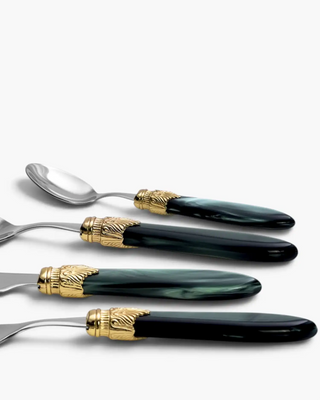 Rivadossi Sandro | Laura Decò polished stainless steel cutlery set with PMMA handle and gold ring - Buy now on ShopDecor - Discover the best products by RIVADOSSI SANDRO design