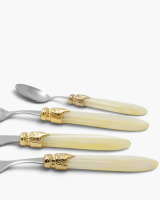 Rivadossi Sandro | Laura Decò polished stainless steel cutlery set with PMMA handle and gold ring - Buy now on ShopDecor - Discover the best products by RIVADOSSI SANDRO design
