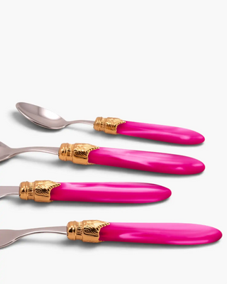 Rivadossi Sandro | Laura Decò polished stainless steel cutlery set with PMMA handle and gold ring - Buy now on ShopDecor - Discover the best products by RIVADOSSI SANDRO design