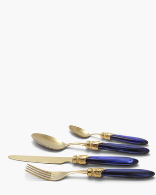 Rivadossi Sandro | Laura Oro gold PVD-coated stainless steel cutlery set with PMMA handle Blue 05 Set 24 - Buy now on ShopDecor - Discover the best products by RIVADOSSI SANDRO design