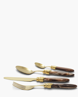 Rivadossi Sandro | Laura Oro gold PVD-coated stainless steel cutlery set with PMMA handle Brown 18 Set 24 - Buy now on ShopDecor - Discover the best products by RIVADOSSI SANDRO design