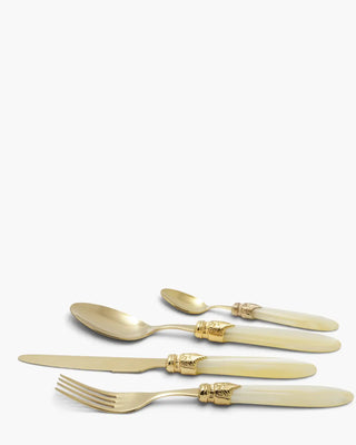 Rivadossi Sandro | Laura Oro gold PVD-coated stainless steel cutlery set with PMMA handle Ivory 12 Set 24 - Buy now on ShopDecor - Discover the best products by RIVADOSSI SANDRO design