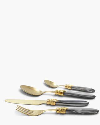 Rivadossi Sandro | Laura Oro gold PVD-coated stainless steel cutlery set with PMMA handle Light Grey 10 Set 24 - Buy now on ShopDecor - Discover the best products by RIVADOSSI SANDRO design