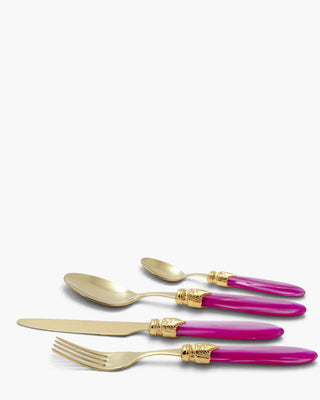 Rivadossi Sandro | Laura Oro gold PVD-coated stainless steel cutlery set with PMMA handle Pink 27 Set 24 - Buy now on ShopDecor - Discover the best products by RIVADOSSI SANDRO design