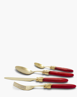 Rivadossi Sandro | Laura Oro gold PVD-coated stainless steel cutlery set with PMMA handle Red 21 Set 24 - Buy now on ShopDecor - Discover the best products by RIVADOSSI SANDRO design