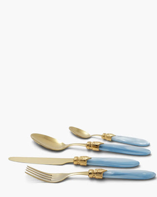 Rivadossi Sandro | Laura Oro gold PVD-coated stainless steel cutlery set with PMMA handle Turquoise 04 Set 24 - Buy now on ShopDecor - Discover the best products by RIVADOSSI SANDRO design