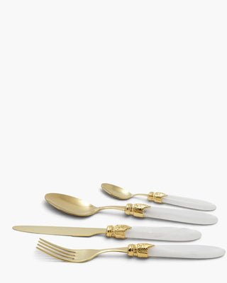 Rivadossi Sandro | Laura Oro gold PVD-coated stainless steel cutlery set with PMMA handle White 03 Set 24 - Buy now on ShopDecor - Discover the best products by RIVADOSSI SANDRO design