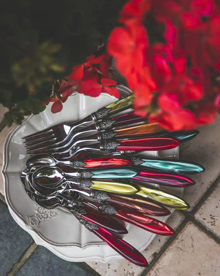 Rivadossi Sandro | Laura polished stainless steel cutlery set with PMMA handle and antique finish ring - Buy now on ShopDecor - Discover the best products by RIVADOSSI SANDRO design