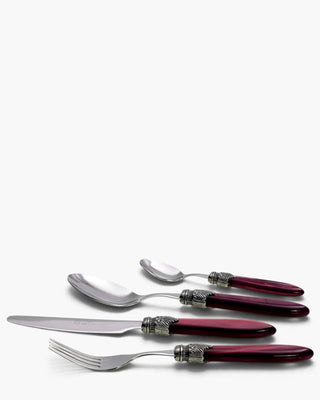 Rivadossi Sandro | Laura polished stainless steel cutlery set with PMMA handle and antique finish ring Bordeaux 08 Set 24 - Buy now on ShopDecor - Discover the best products by RIVADOSSI SANDRO design