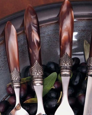 Rivadossi Sandro | Laura polished stainless steel cutlery set with PMMA handle and antique finish ring - Buy now on ShopDecor - Discover the best products by RIVADOSSI SANDRO design