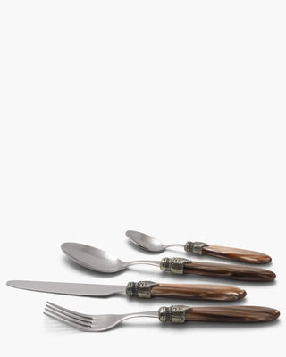 Rivadossi Sandro | Laura polished stainless steel cutlery set with PMMA handle and antique finish ring Brown 18 Set 24 - Buy now on ShopDecor - Discover the best products by RIVADOSSI SANDRO design