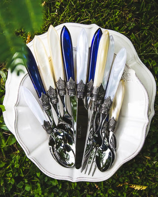 Rivadossi Sandro | Laura polished stainless steel cutlery set with PMMA handle and antique finish ring - Buy now on ShopDecor - Discover the best products by RIVADOSSI SANDRO design