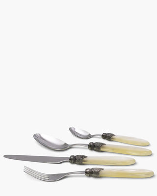 Rivadossi Sandro | Laura polished stainless steel cutlery set with PMMA handle and antique finish ring Ivory 12 Set 24 - Buy now on ShopDecor - Discover the best products by RIVADOSSI SANDRO design