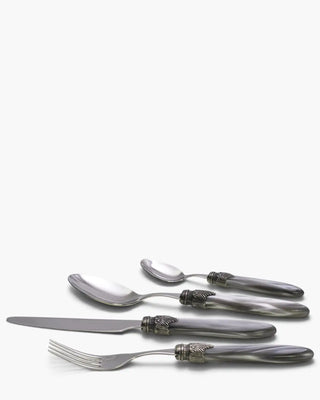 Rivadossi Sandro | Laura polished stainless steel cutlery set with PMMA handle and antique finish ring Light Grey 10 Set 24 - Buy now on ShopDecor - Discover the best products by RIVADOSSI SANDRO design