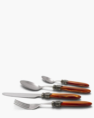 Rivadossi Sandro | Laura polished stainless steel cutlery set with PMMA handle and antique finish ring Orange 01 Set 24 - Buy now on ShopDecor - Discover the best products by RIVADOSSI SANDRO design