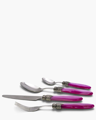 Rivadossi Sandro | Laura polished stainless steel cutlery set with PMMA handle and antique finish ring Pink 27 Set 24 - Buy now on ShopDecor - Discover the best products by RIVADOSSI SANDRO design