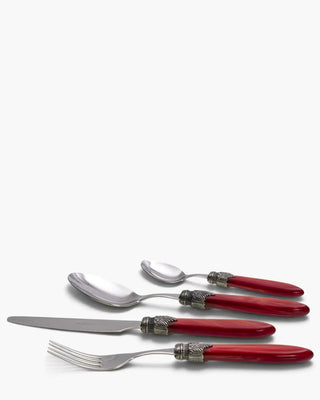 Rivadossi Sandro | Laura polished stainless steel cutlery set with PMMA handle and antique finish ring Red 21 Set 24 - Buy now on ShopDecor - Discover the best products by RIVADOSSI SANDRO design