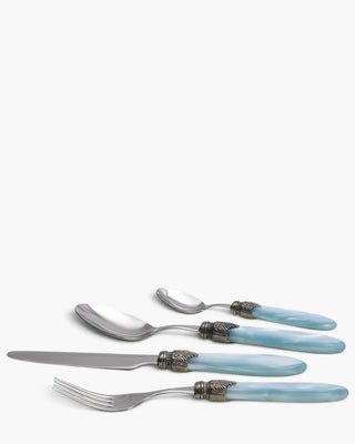 Rivadossi Sandro | Laura polished stainless steel cutlery set with PMMA handle and antique finish ring Turquoise 04 Set 24 - Buy now on ShopDecor - Discover the best products by RIVADOSSI SANDRO design