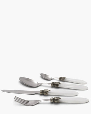 Rivadossi Sandro | Laura polished stainless steel cutlery set with PMMA handle and antique finish ring White 03 Set 24 - Buy now on ShopDecor - Discover the best products by RIVADOSSI SANDRO design