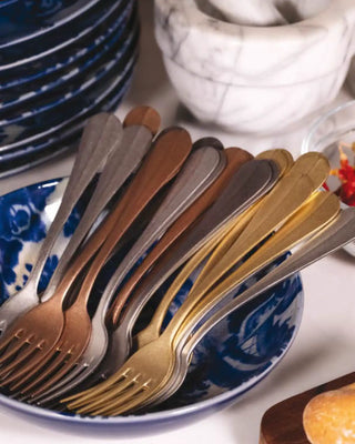 Rivadossi Sandro | Norma Antico stainless steel cutlery set with PVD stone washed finishing - Buy now on ShopDecor - Discover the best products by RIVADOSSI SANDRO design