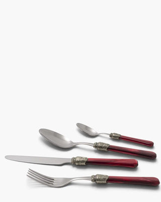Rivadossi Sandro | Penelope polished stainless steel cutlery set with PMMA handle and antique finish ring Bordeaux 08 Set 24 - Buy now on ShopDecor - Discover the best products by RIVADOSSI SANDRO design