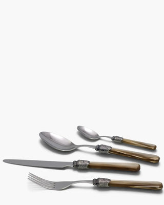 Rivadossi Sandro | Penelope polished stainless steel cutlery set with PMMA handle and antique finish ring Champagne 02 Set 24 - Buy now on ShopDecor - Discover the best products by RIVADOSSI SANDRO design
