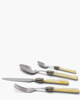 Rivadossi Sandro | Penelope polished stainless steel cutlery set with PMMA handle and antique finish ring Ivory 12 Set 24 - Buy now on ShopDecor - Discover the best products by RIVADOSSI SANDRO design