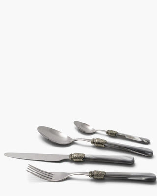 Rivadossi Sandro | Penelope polished stainless steel cutlery set with PMMA handle and antique finish ring Light Grey 10 Set 24 - Buy now on ShopDecor - Discover the best products by RIVADOSSI SANDRO design