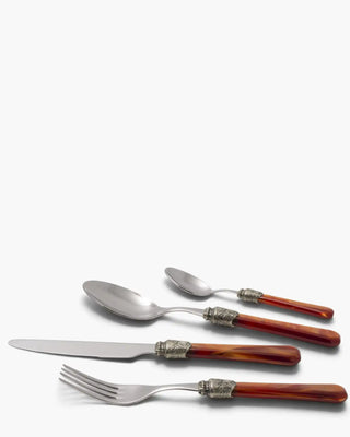 Rivadossi Sandro | Penelope polished stainless steel cutlery set with PMMA handle and antique finish ring Orange 01 Set 24 - Buy now on ShopDecor - Discover the best products by RIVADOSSI SANDRO design