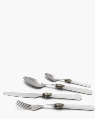 Rivadossi Sandro | Penelope polished stainless steel cutlery set with PMMA handle and antique finish ring White 03 Set 24 - Buy now on ShopDecor - Discover the best products by RIVADOSSI SANDRO design
